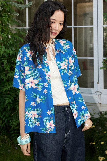 Bougainvillea Print Summer Blouse