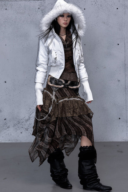 Hooded Fur Collar Parka Outer