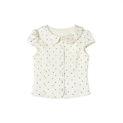 White Polka Dot Satin Top Set-Up