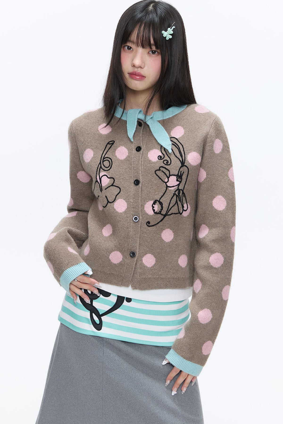 Mint Green Polka Dot Cardigan