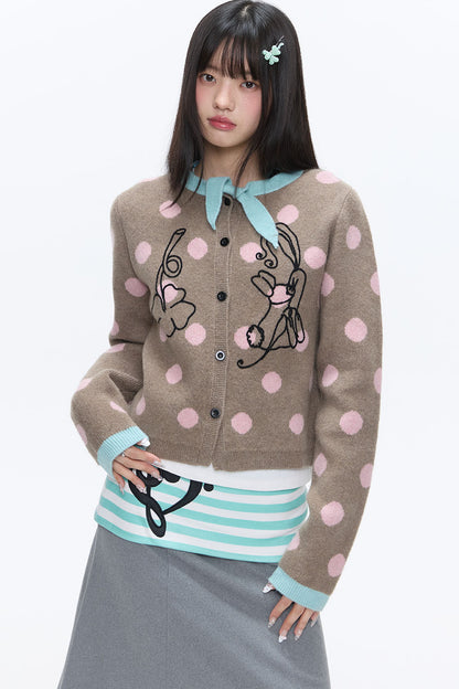 Mint Green Polka Dot Cardigan