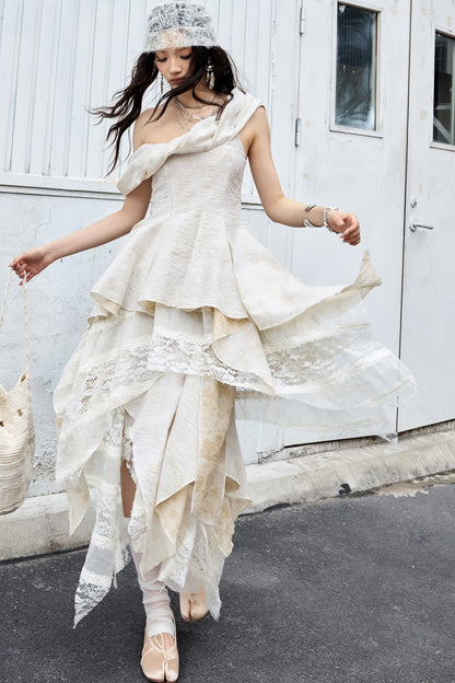 Sculpture-Like Twisted Collar Two-Piece Set-Up
