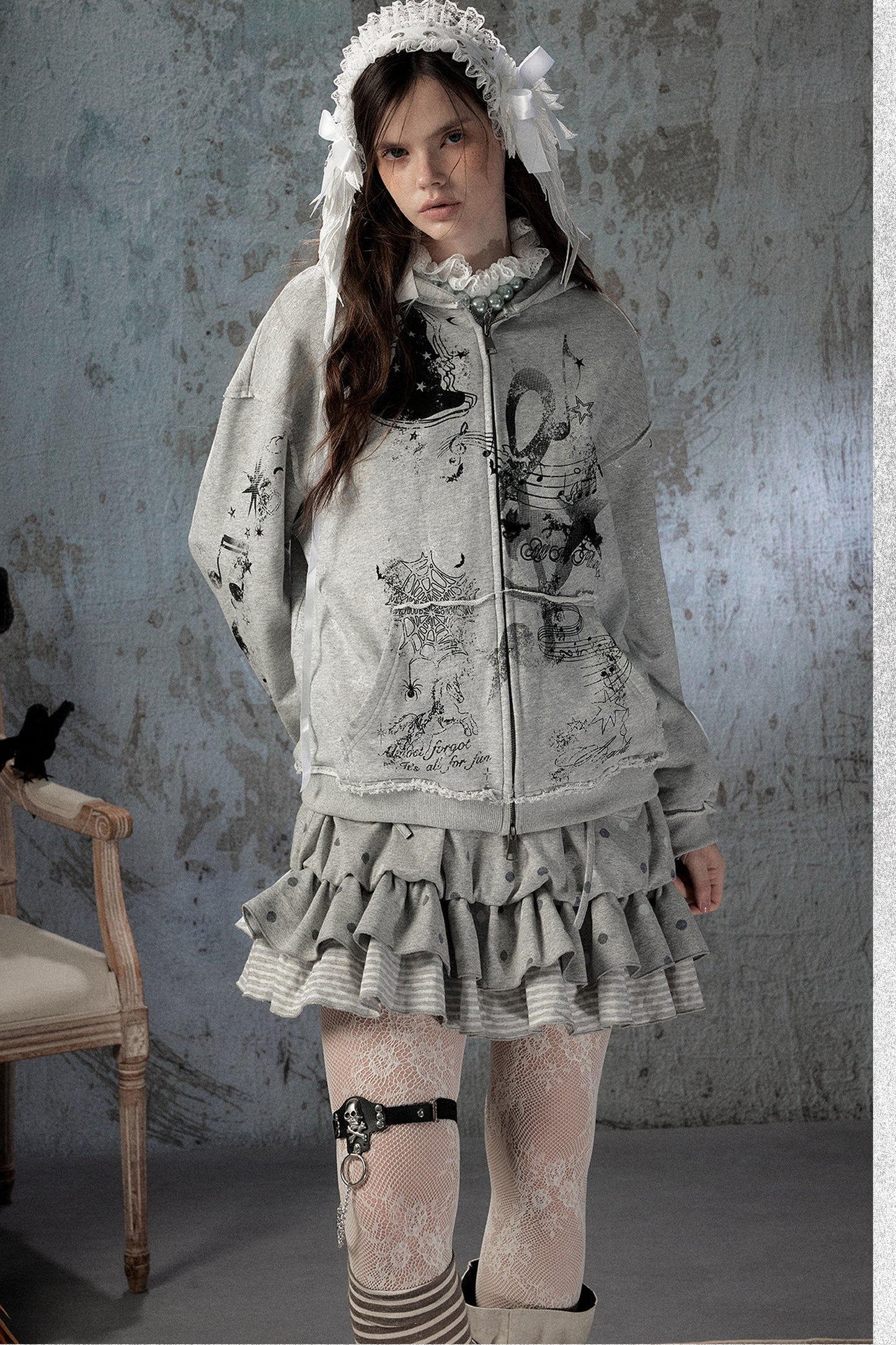 Witch Detachable Hood Zip-Up Hoodie