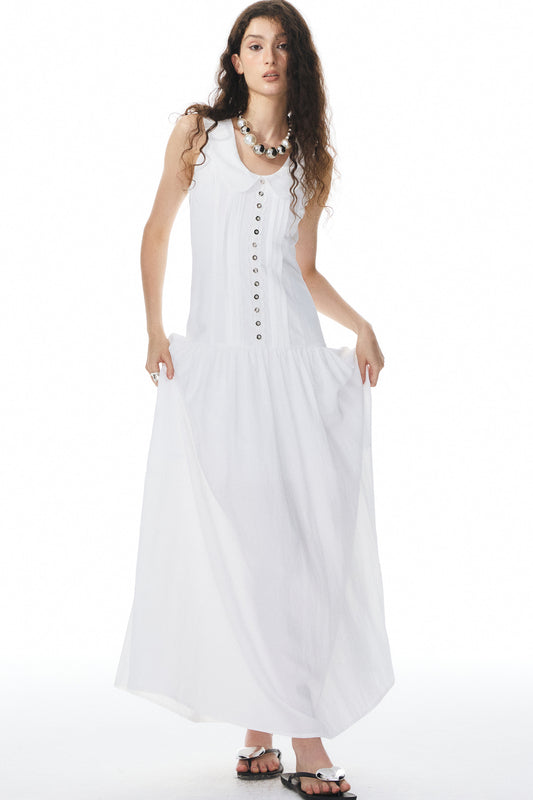 White Low-Neck Dress