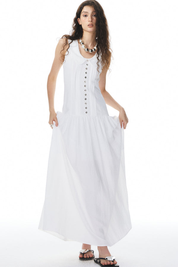 White Low-Neck Dress