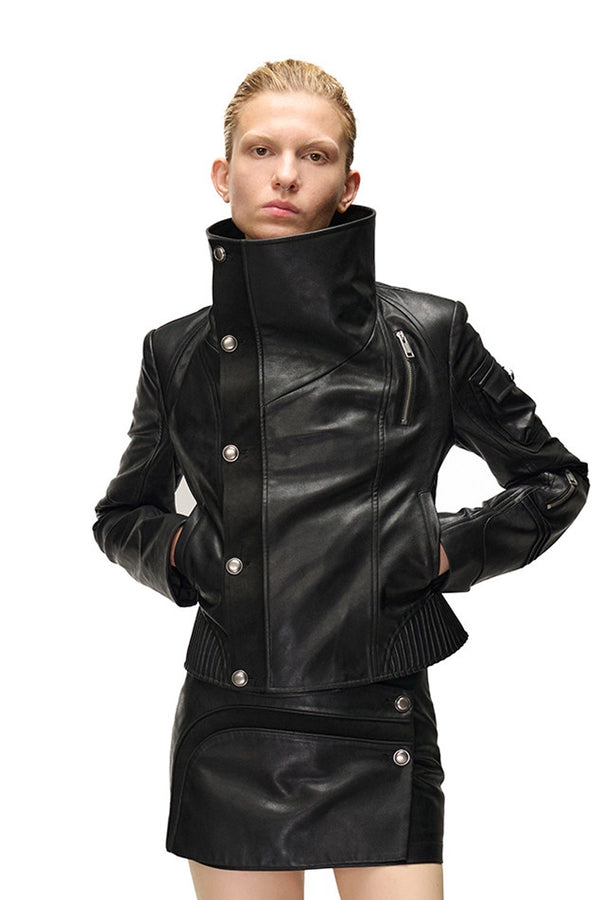 Shadow Catching Motorcycle PU Leather Jacket