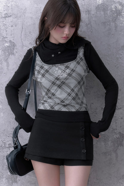 Brushed Button A-Line Skirt