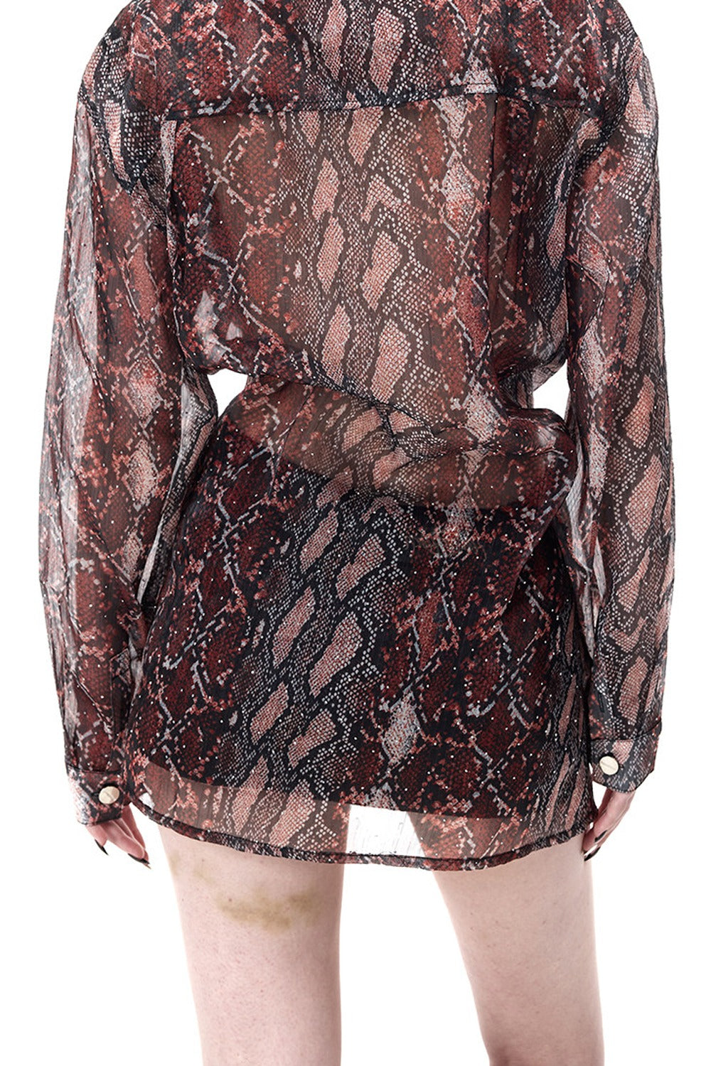 Leopard Rhinestone Mesh Blouse Set