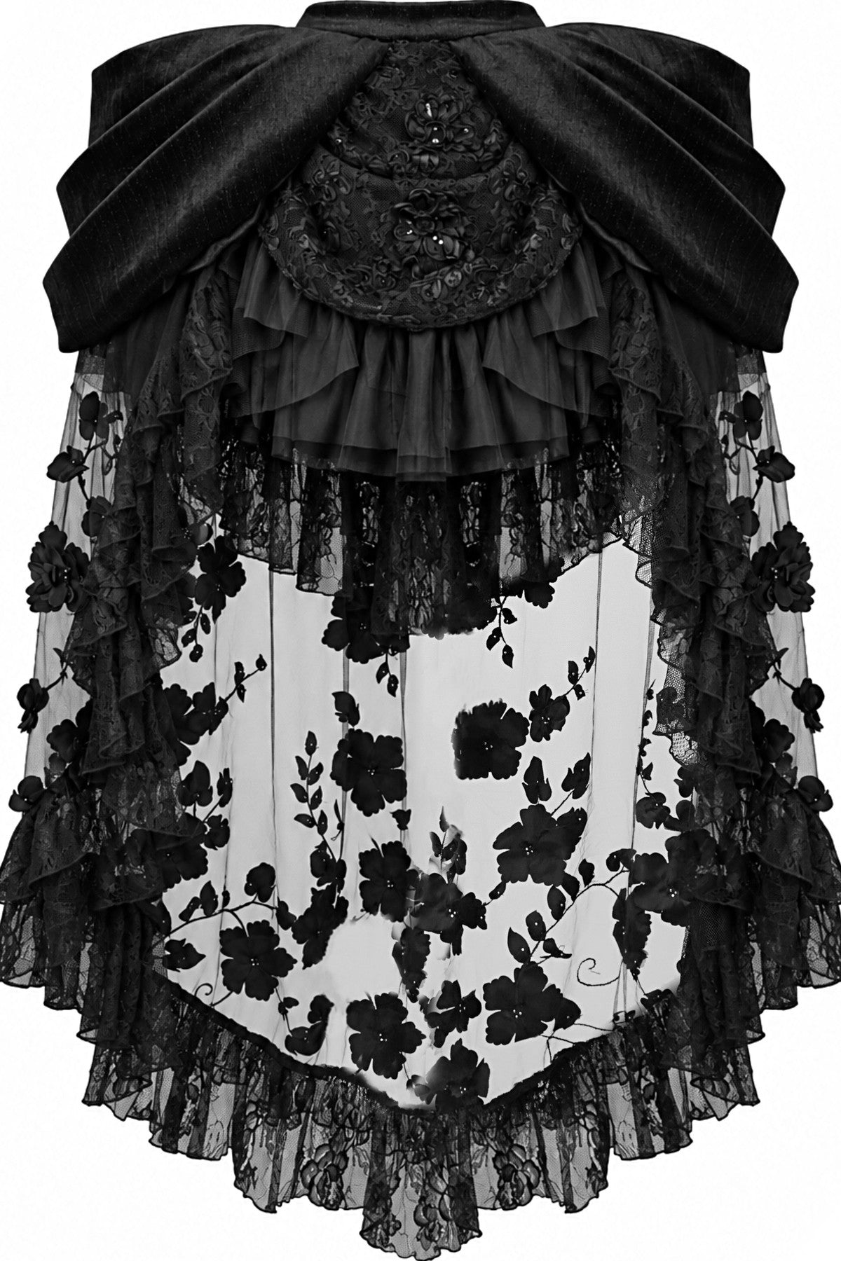 Gothic Embroidered Velvet Tail Skirt