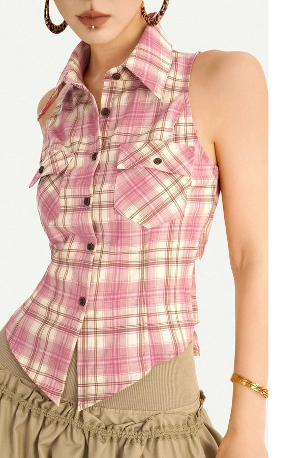 Retro Plaid Sleeveless Top