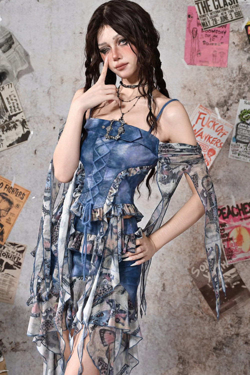 Butterfly Print Off-Shoulder Camisole