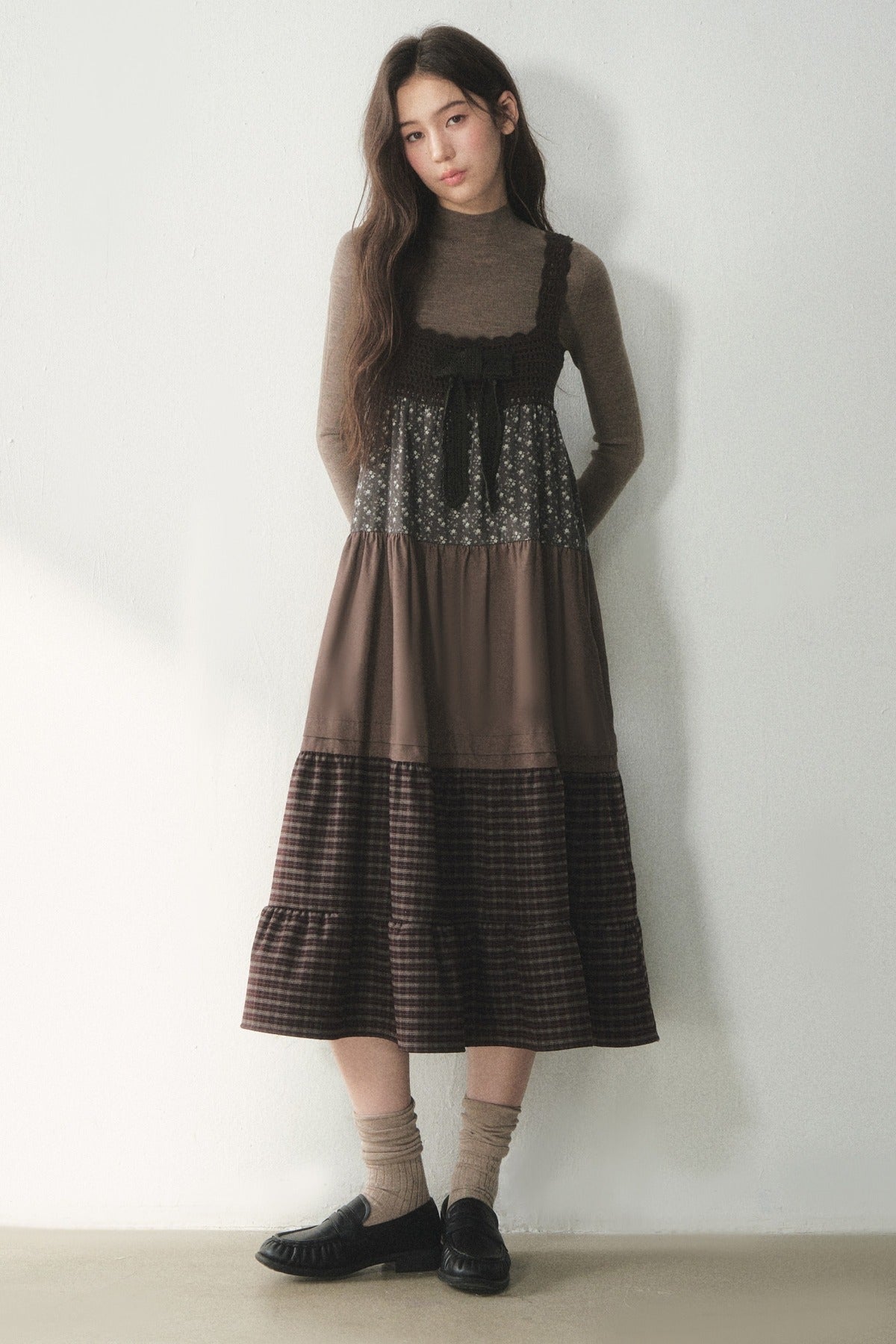 Plaid Floral Patchwork Dress