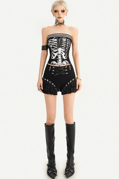 Haut bandeau punk à imprimé squelette