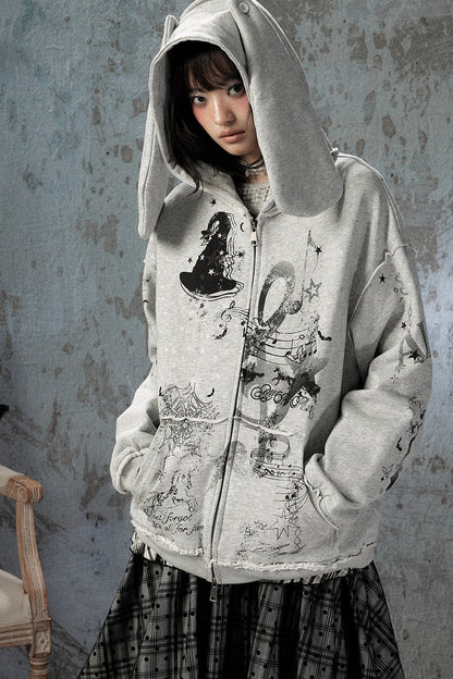 Witch Detachable Hood Zip-Up Hoodie