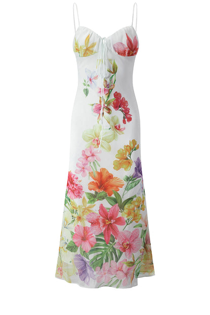 Trägerkleid mit tropischem Blumenprint