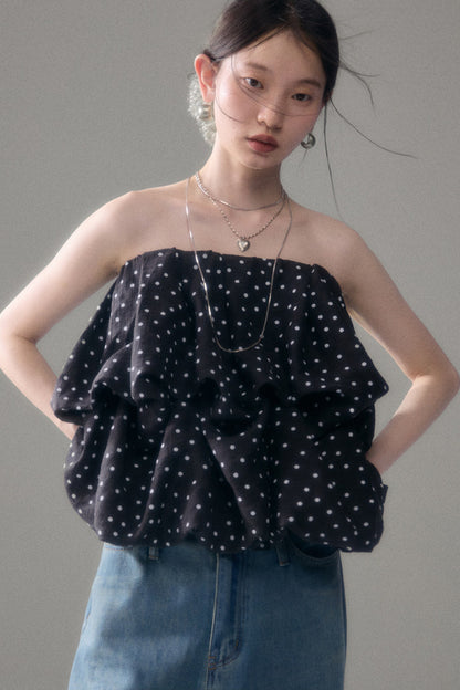 Retro Polka Dot Ruffle Cake Skirt