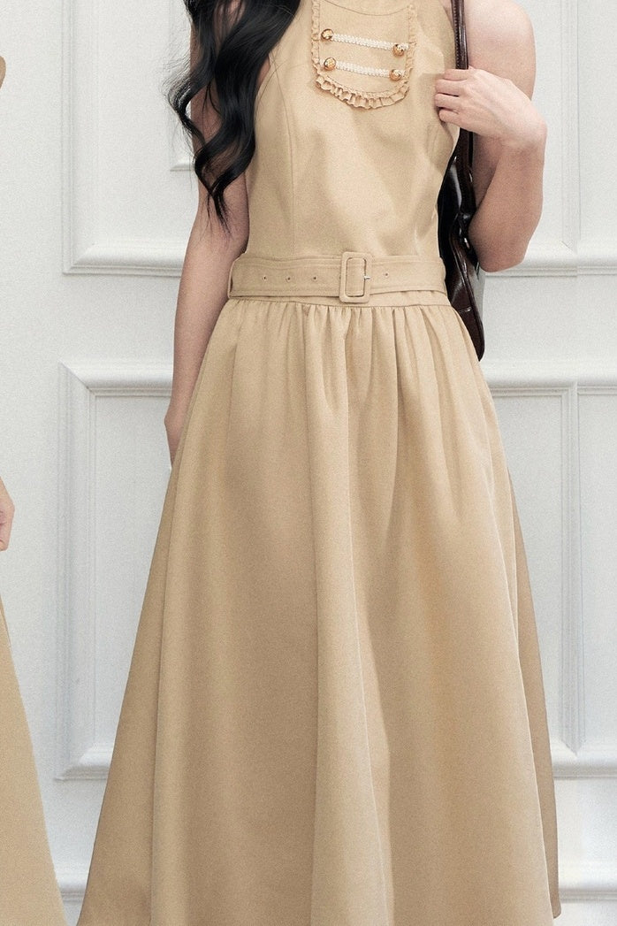 Apricot Napoleon-Cape-Kleid-Set-Up