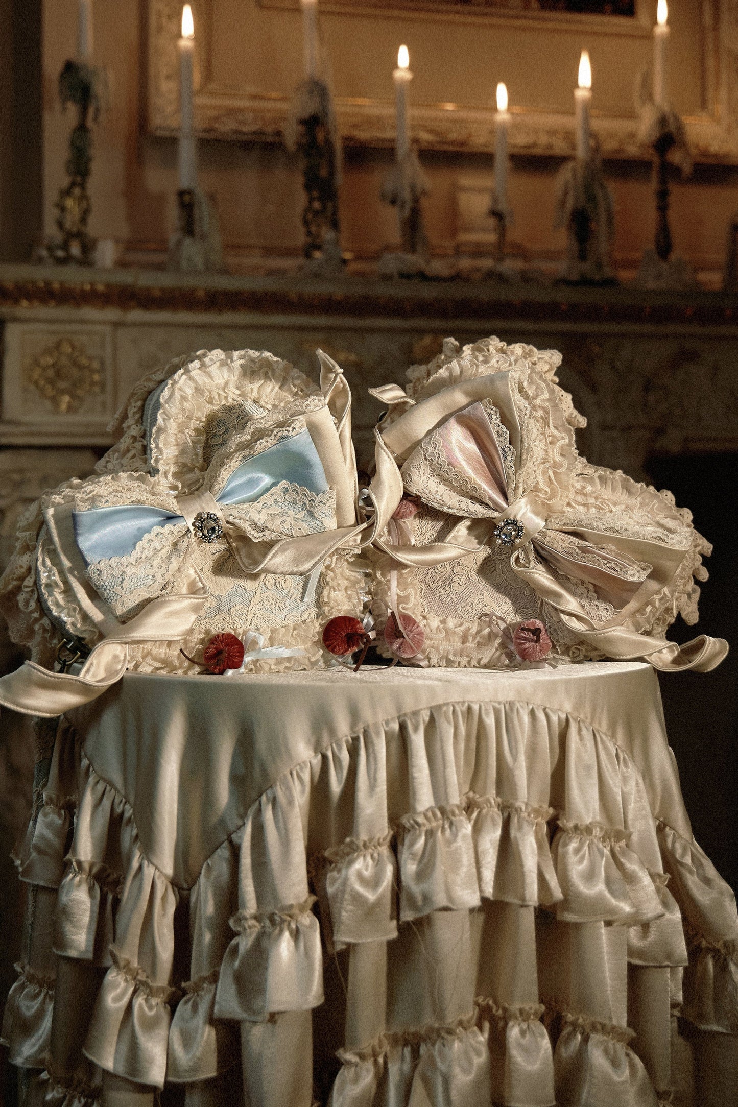 French Rococo Cherry Twin Heart Cake Handbag