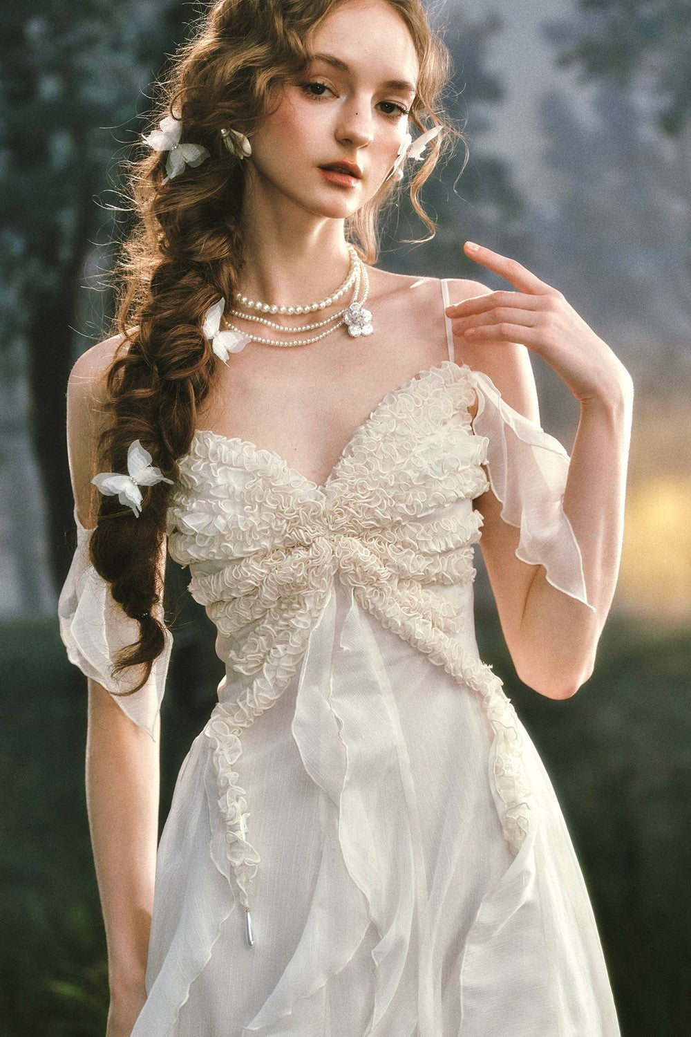 French Pearl Lace Slip Dress