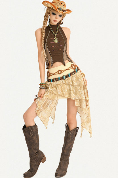 Retro Wasteland Patchwork Camisole Top