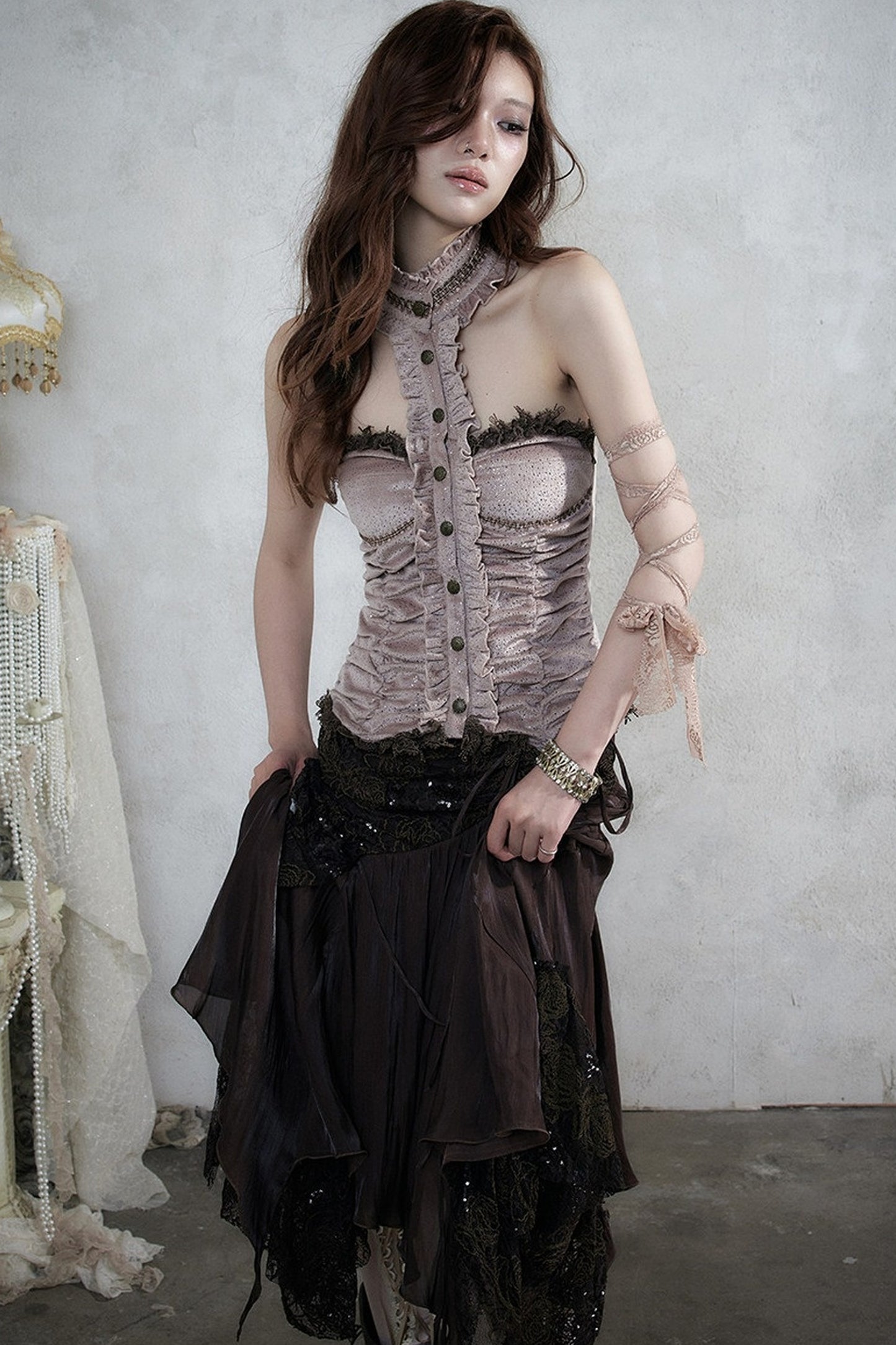Baroque Velvet Lace Top