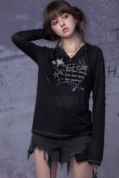 Dark Street Graffiti Mesh Hoodie