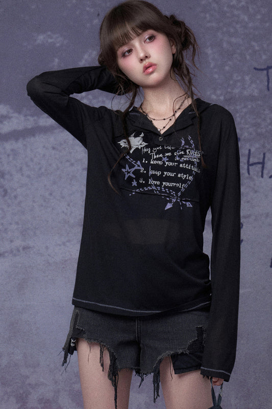 Dark Street Graffiti Mesh Hoodie