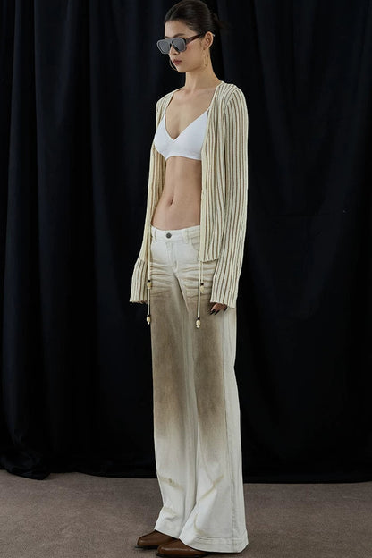 Distressed Gradient Low-Waist Jeans
