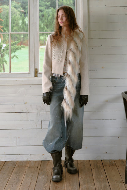 Gold-Stamped Starry Wide-Leg Jeans