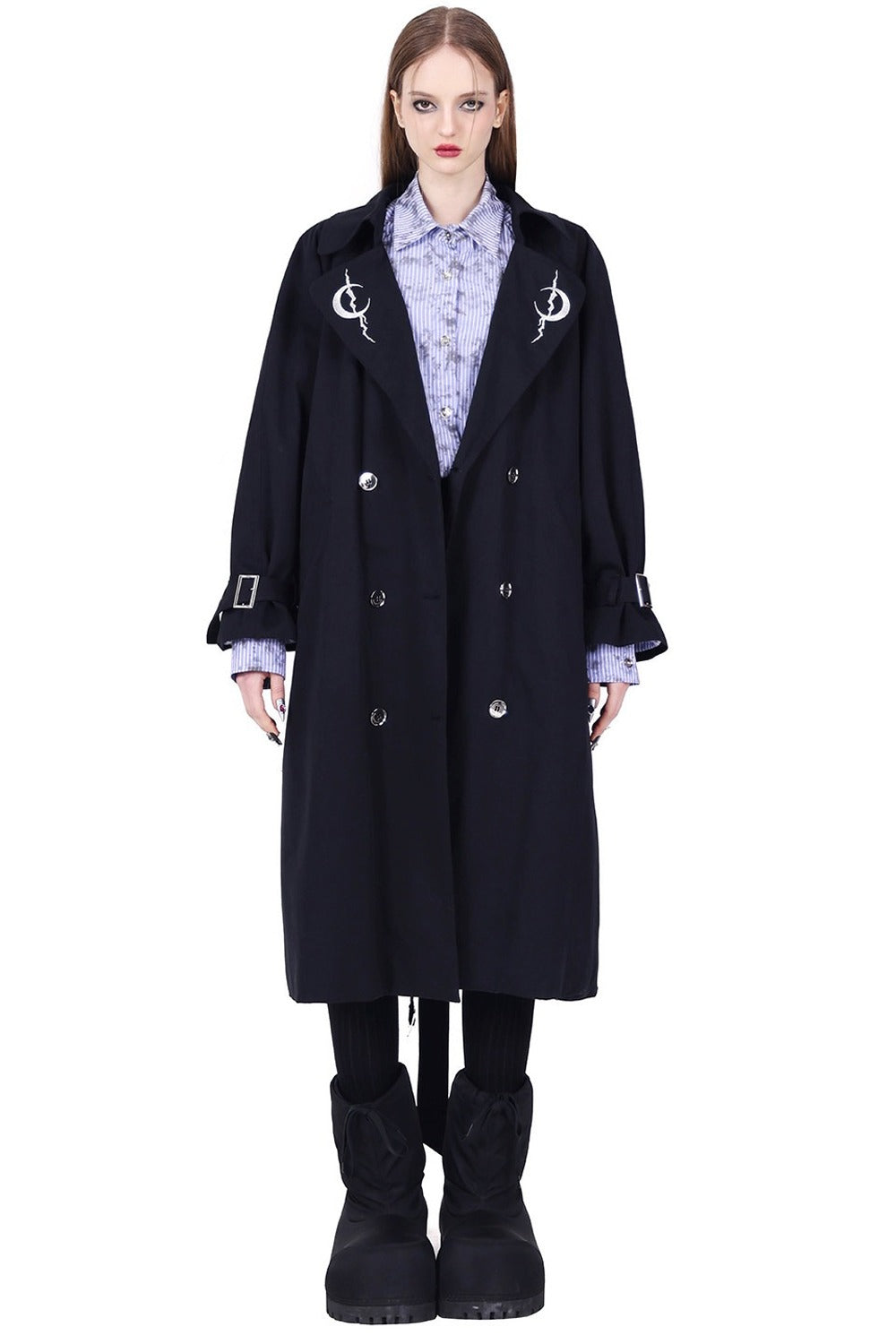 Reversible 3D Spliced Tie Trench Coat