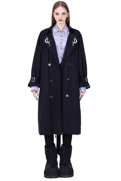 Reversible 3D Spliced Tie Trench Coat