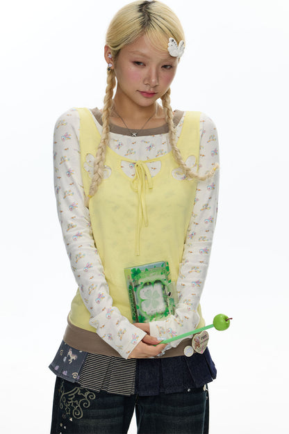 Embroidery Layered-Look Top