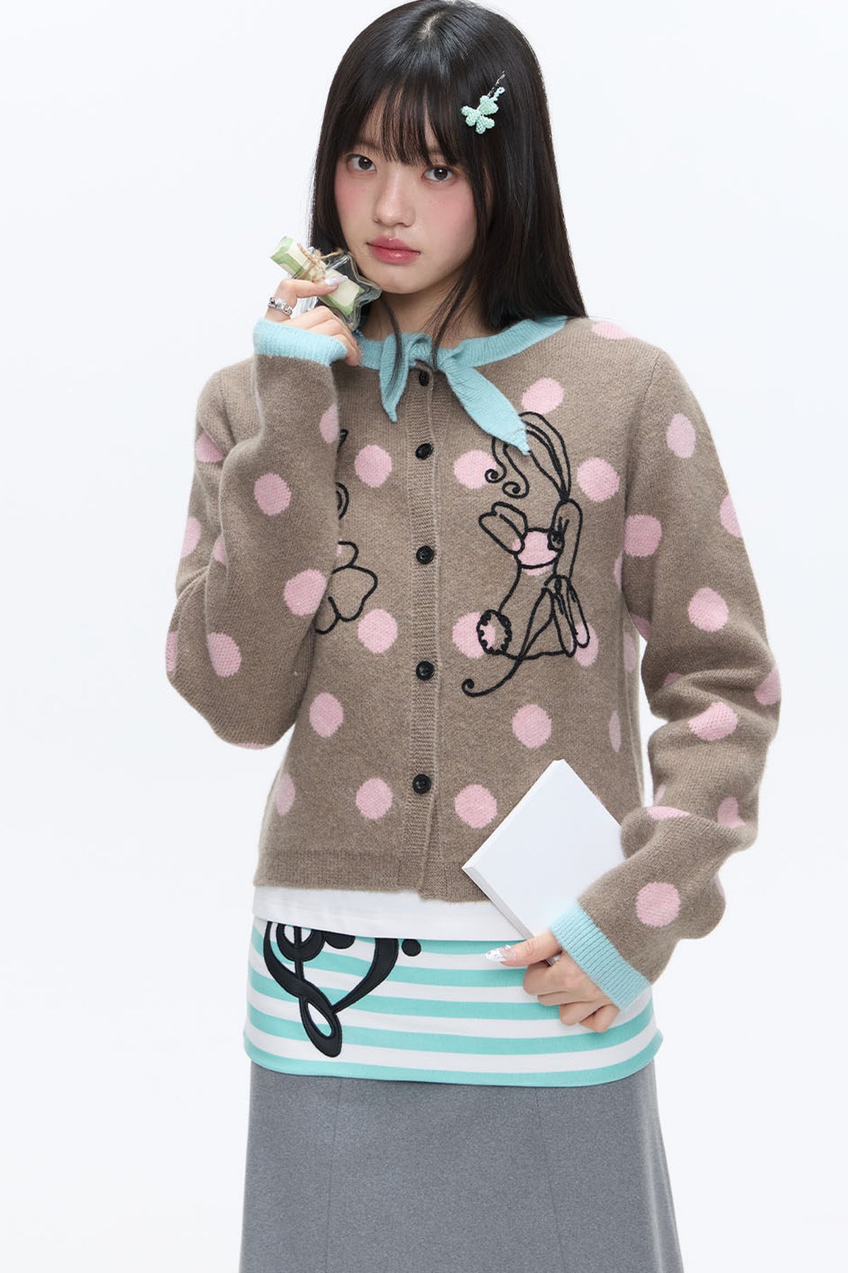 Mint Green Polka Dot Cardigan
