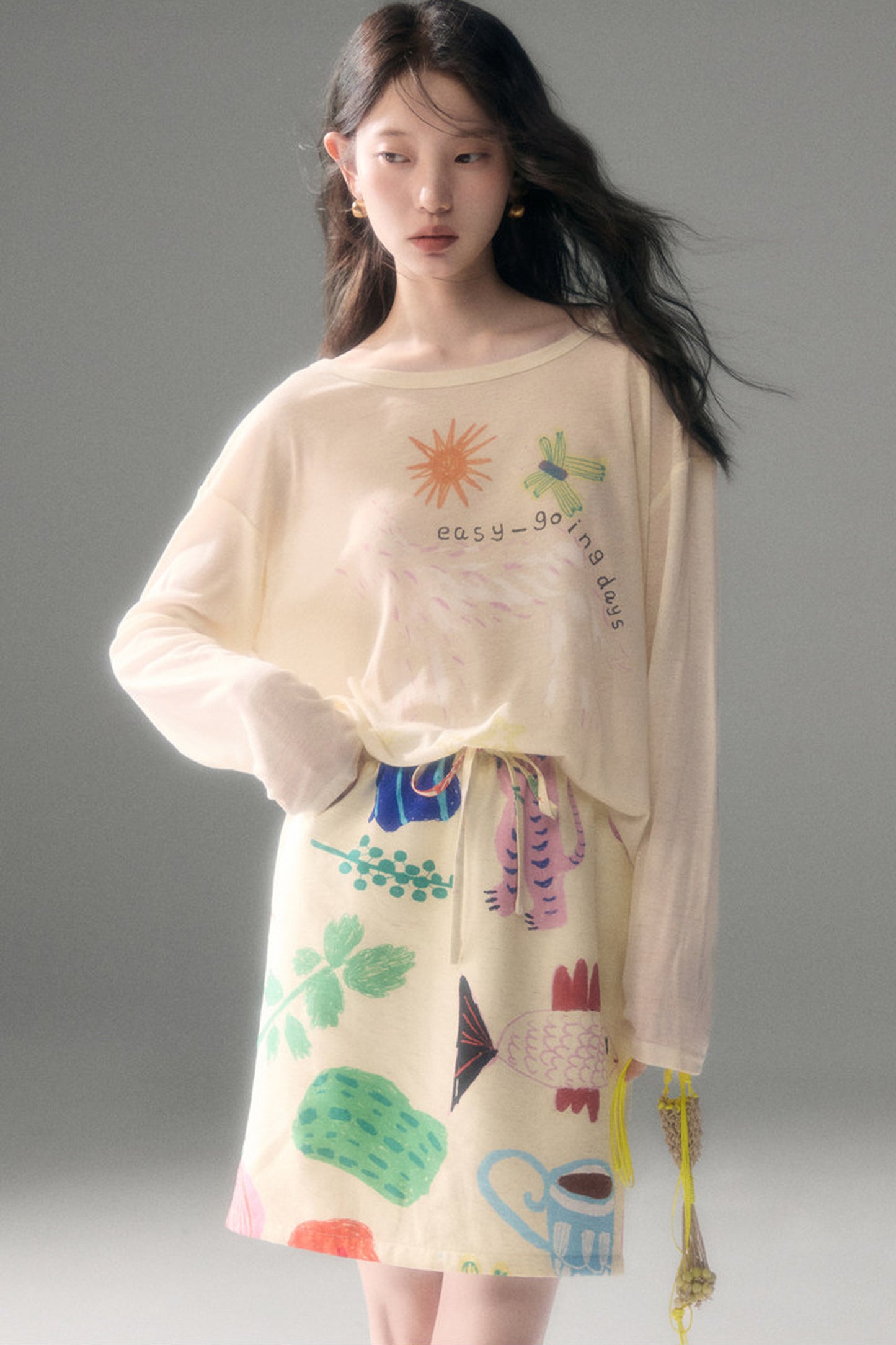 Fruit and Vegetable Print Skirt