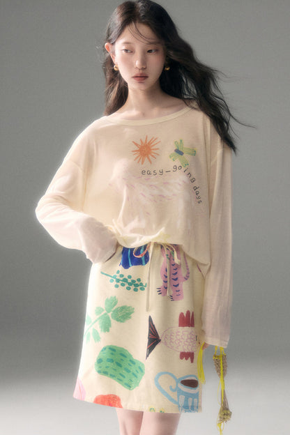 Fruit and Vegetable Print Skirt