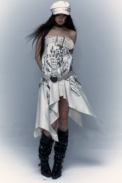 Handwritten Print Two-Way Skirt