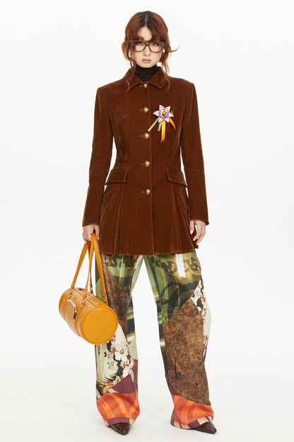 Brown A-Line Long Coat