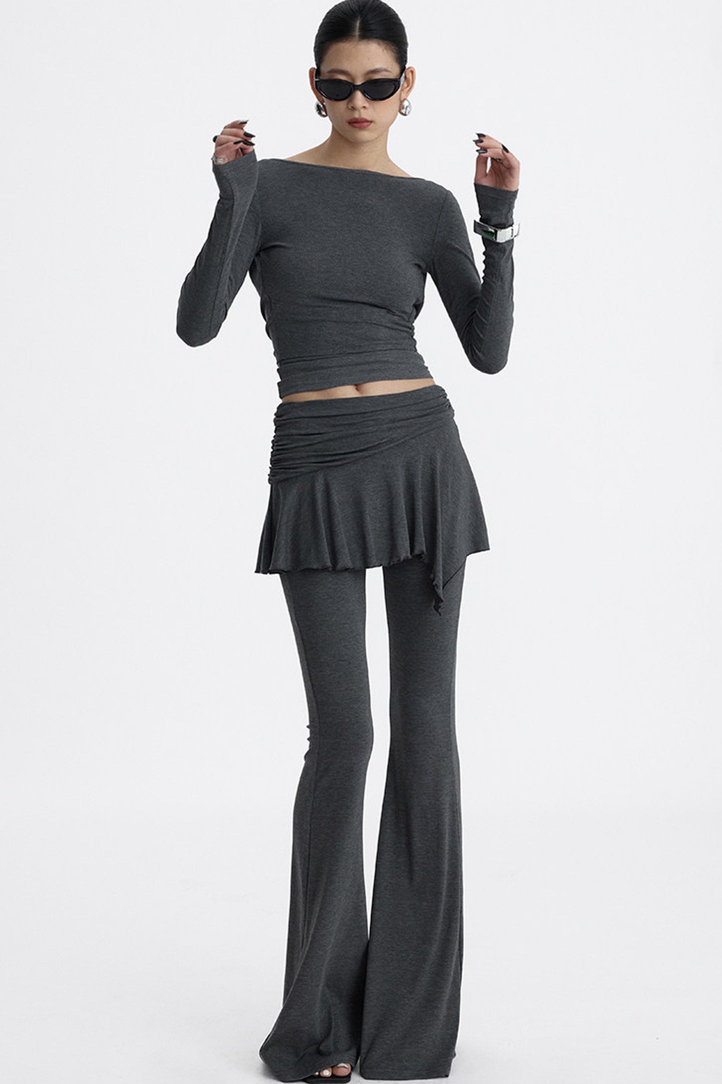 Faux Two-Piece Lyocell Flared Pants Set-Up