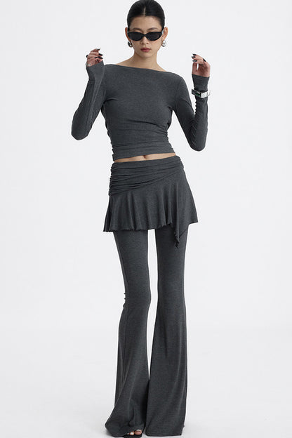 Faux Two-Piece Lyocell Flared Pants Set-Up