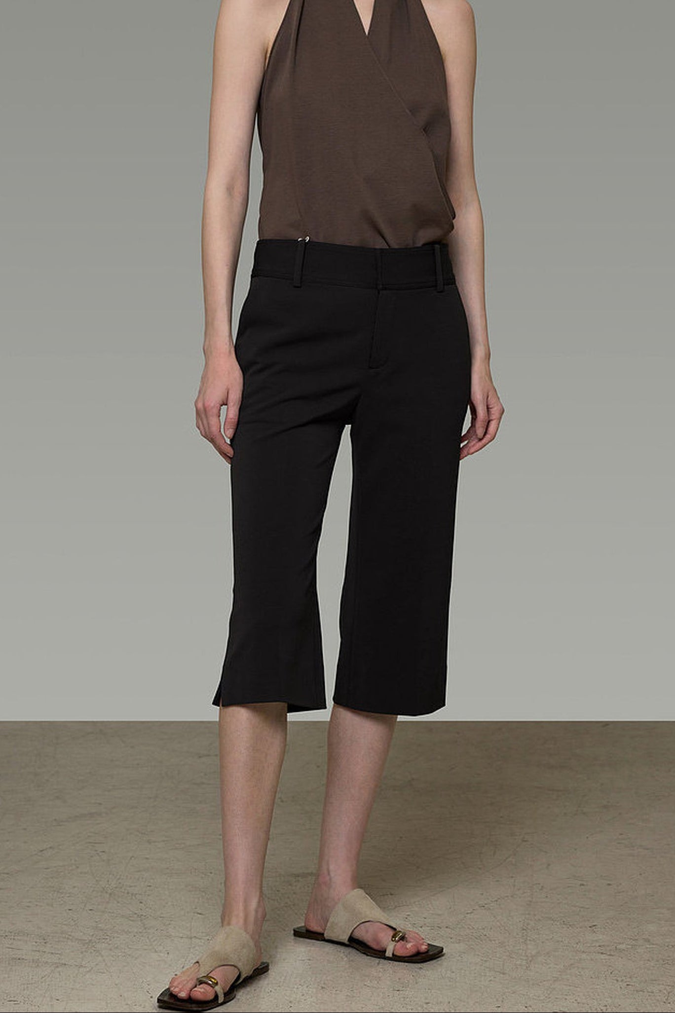 High-Waisted Straight-Leg Cropped Pants
