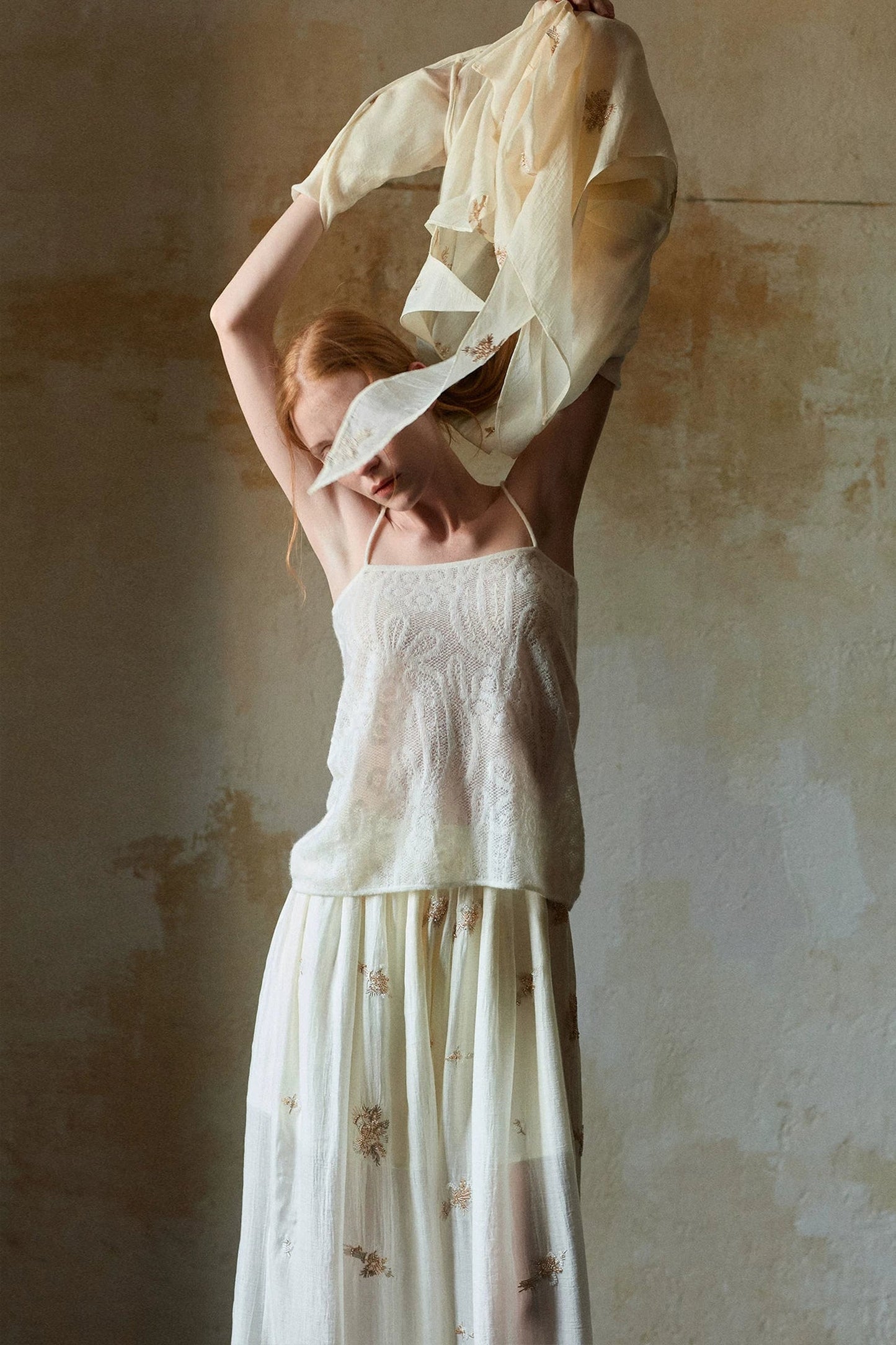 Off-White Wool Jacquard Camisole