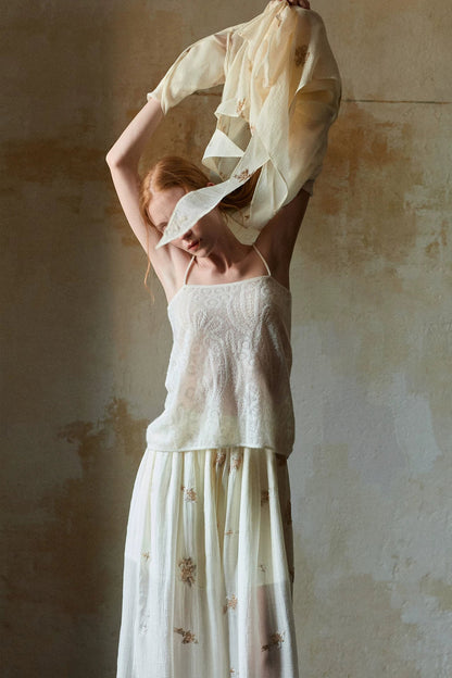 Off-White Wool Jacquard Camisole