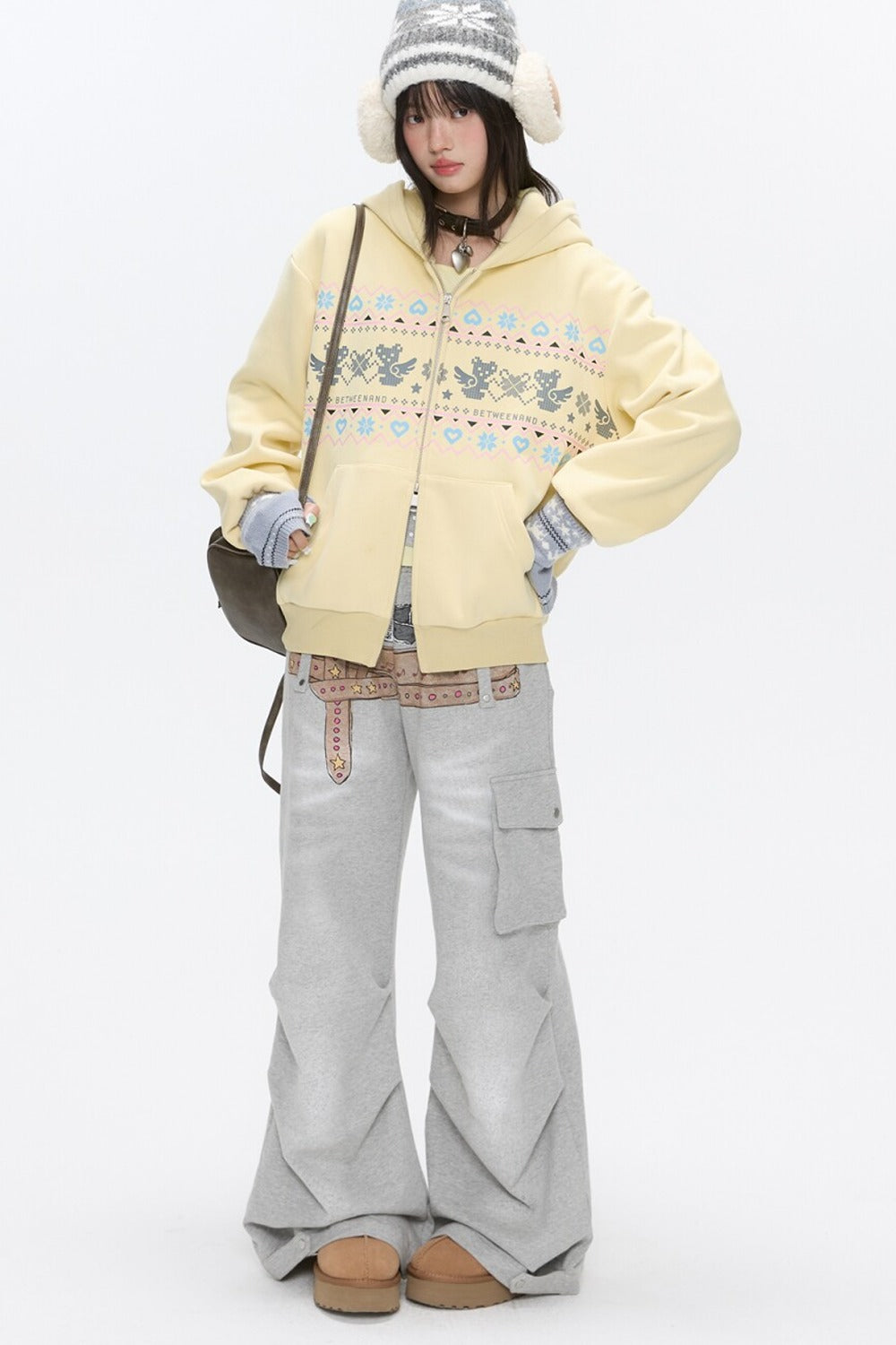 Yellow Bear Fair Isle Hoodie