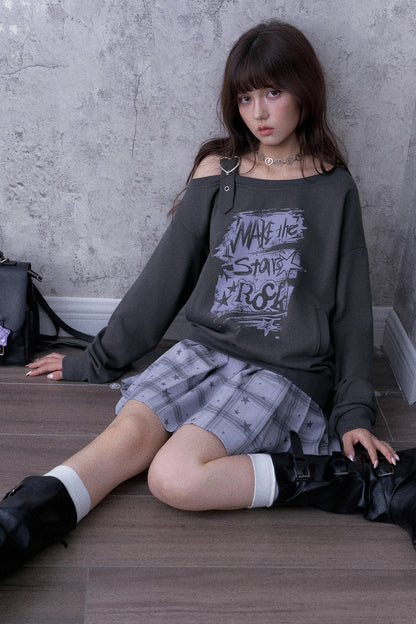 Graffiti Off-Shoulder Hoodie Dress