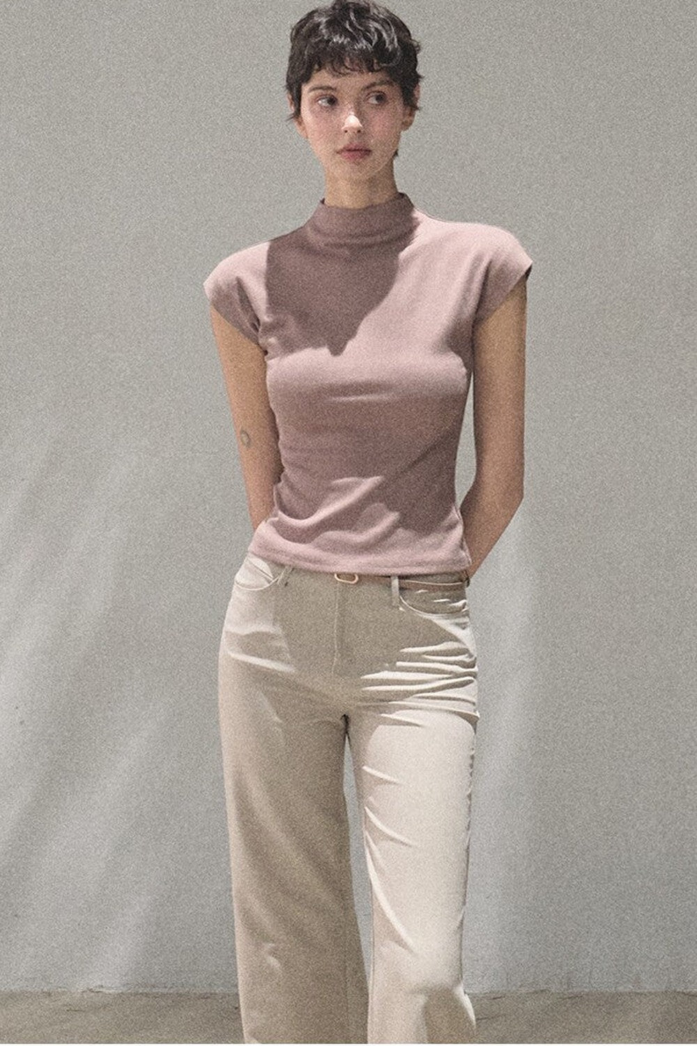 Ribbed Lyocell Short Sleeve Top