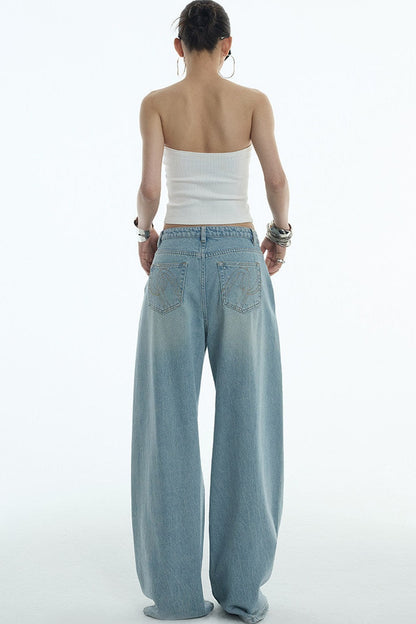 Jeans a gamba larga blu chiaro di luna