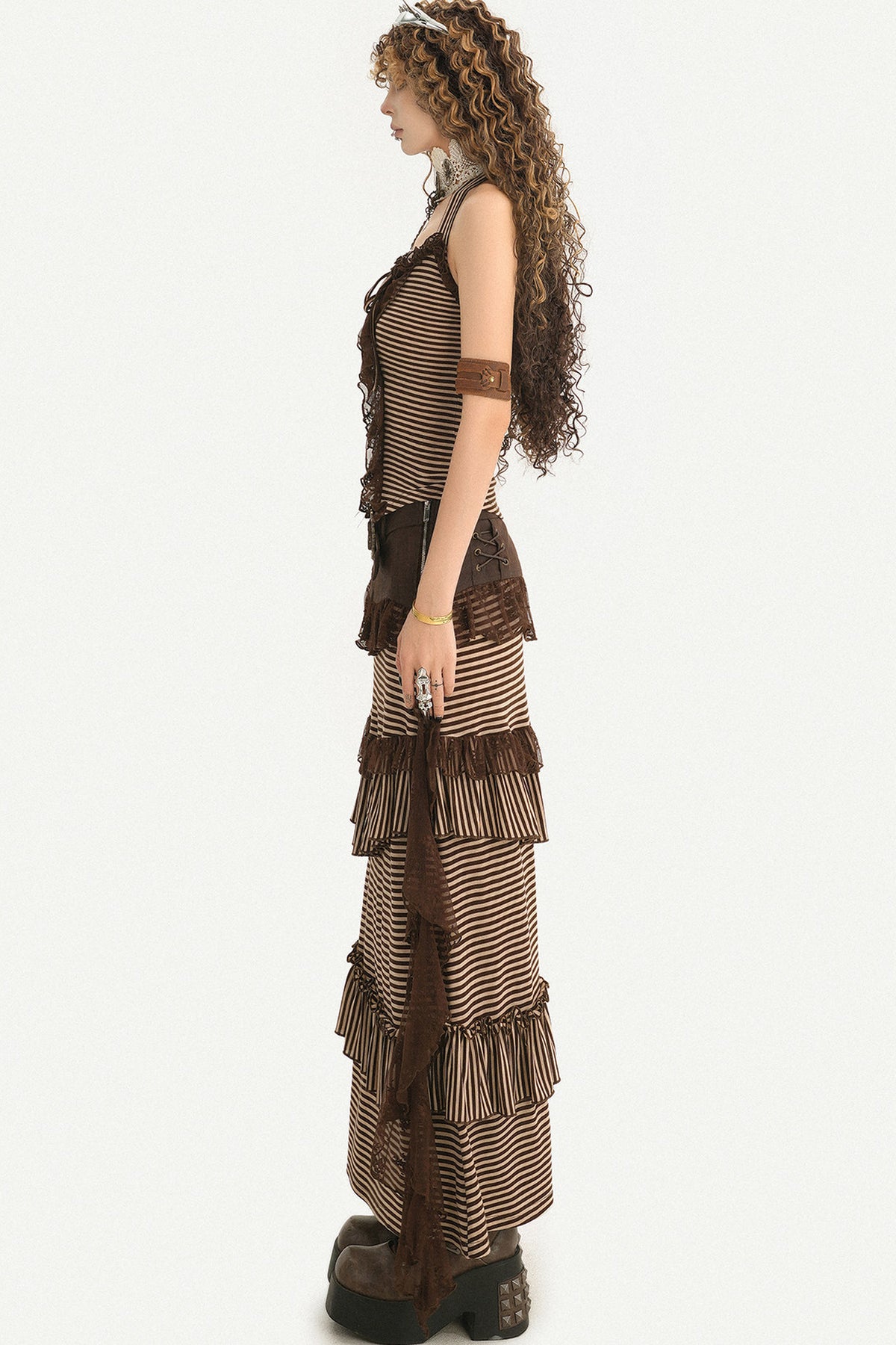 Striped Halter Camisole and Skirt Set-Up