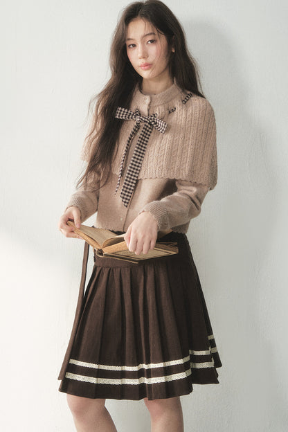 Retro Design Corduroy Pleated Skirt