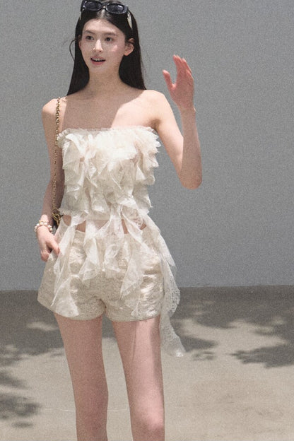 Ruffle Lace Tube Top