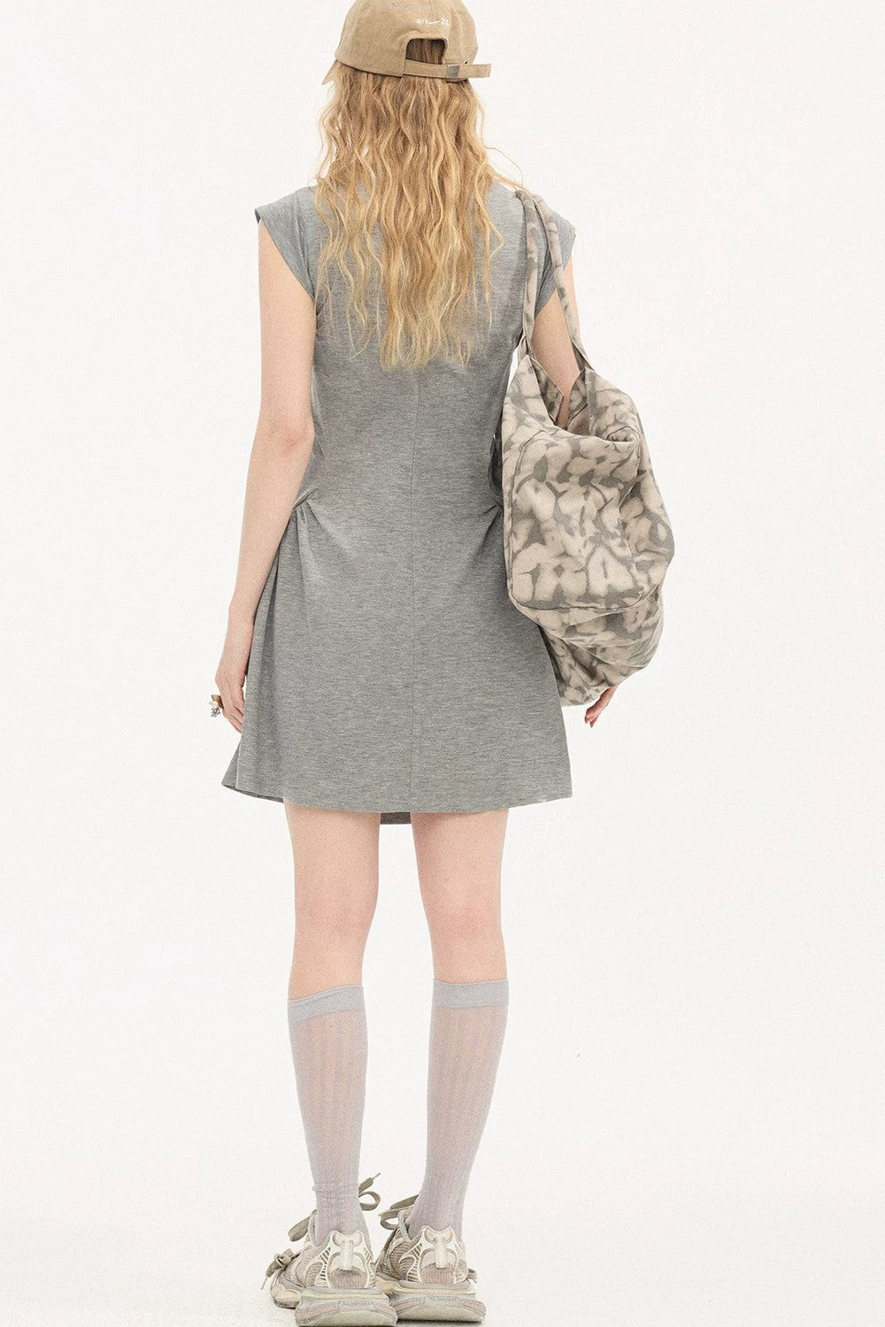 V-Neck Flutter Sleeve Dress
